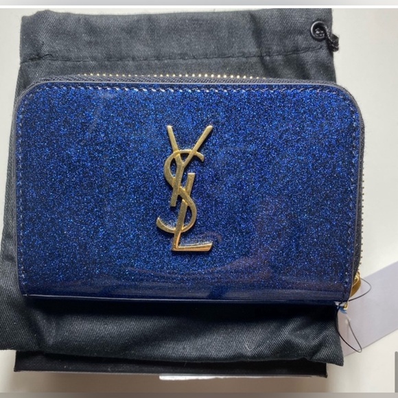Saint Laurent Cobalt Glitter Card Wallet Brand New! (Price firm) - Picture 6 of 10
